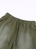 Rectangle Patch Monkey Washed Shorts