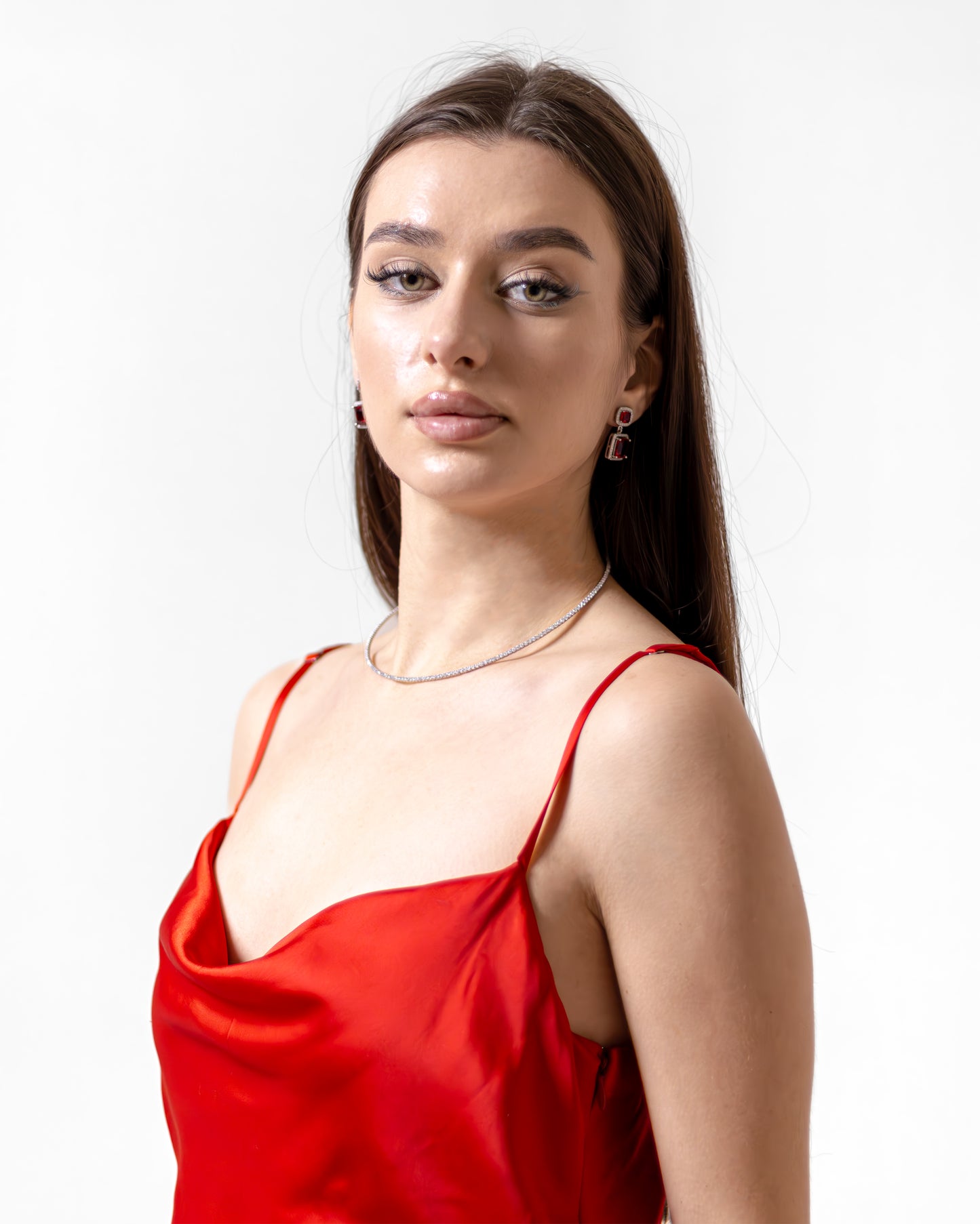 RED MID ARMANI SATIN DRESS - Count Valentine