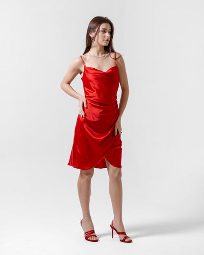 RED MID ARMANI SATIN DRESS - Count Valentine