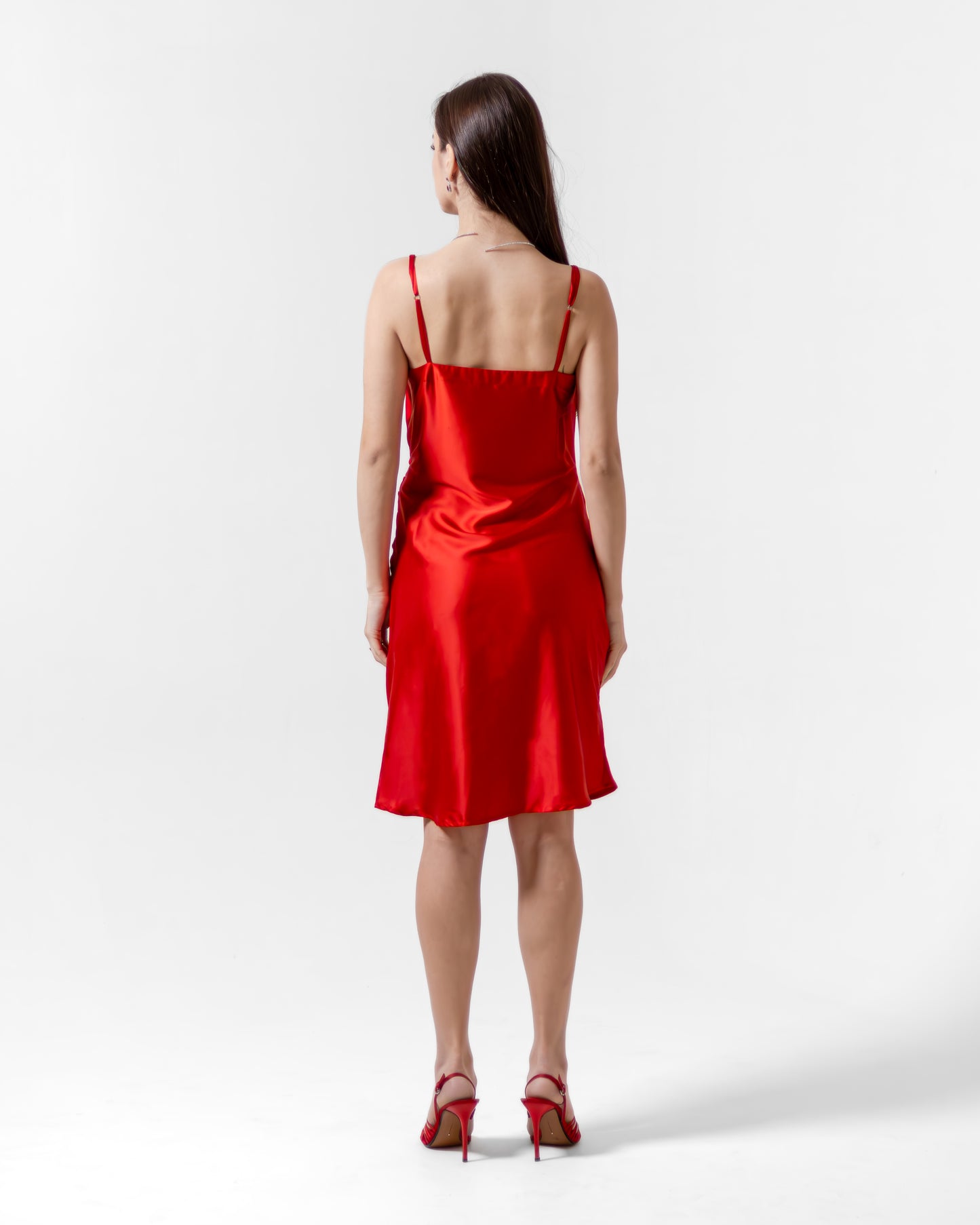 RED MID ARMANI SATIN DRESS - Count Valentine