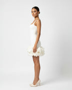 Ruched Square Neck Sleeve Mini Dress