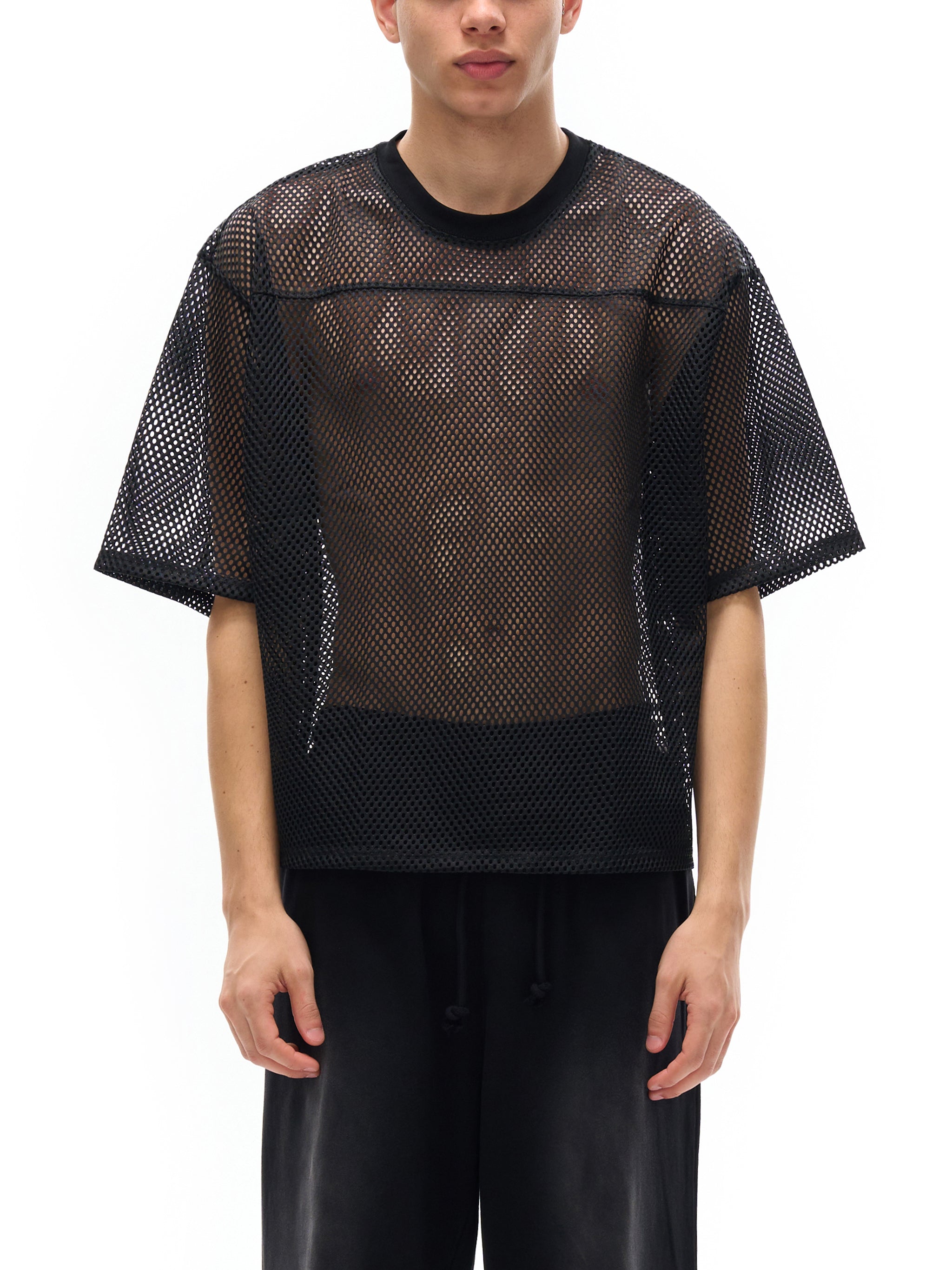 See-through Boxy Net T-Shirt-M