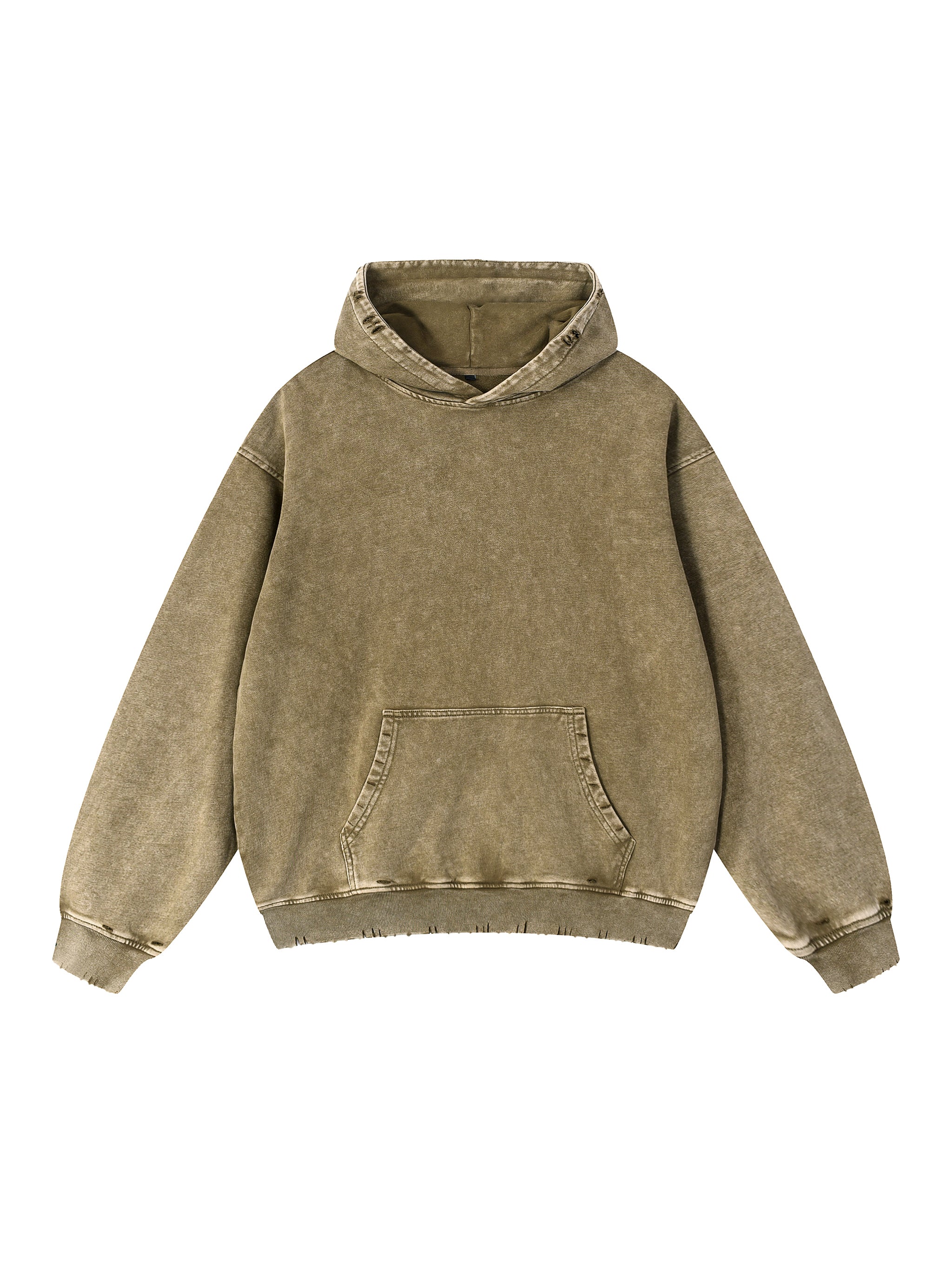 Snow Wash Hand-Frayed Heavyweight  Hoodie