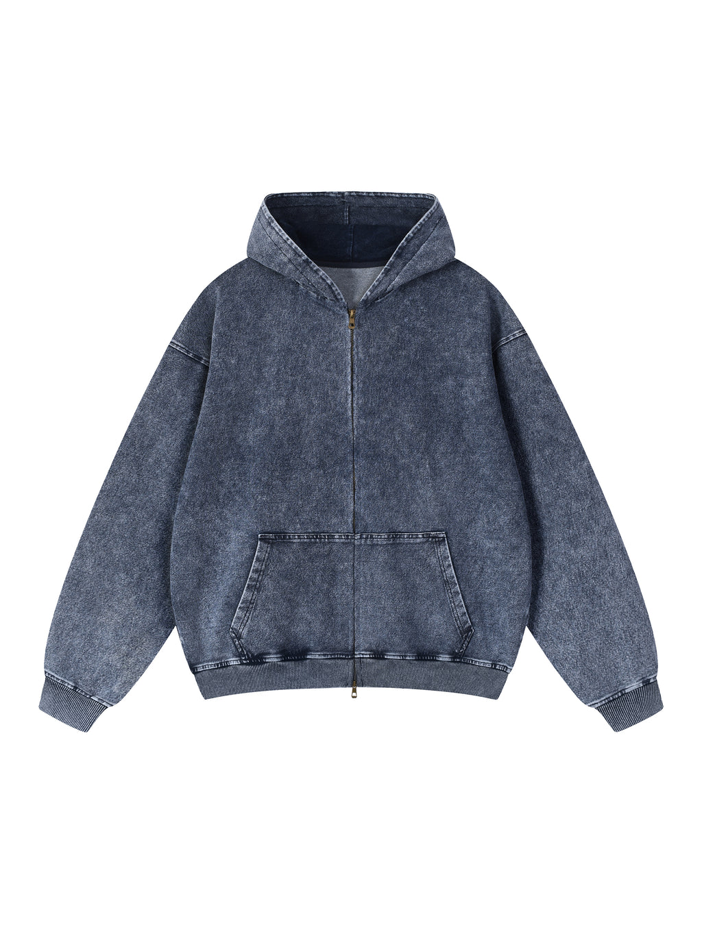 Snow Wash Oversized Zip-Up Hoodie