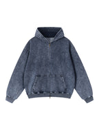Snow Wash Oversized Zip-Up Hoodie