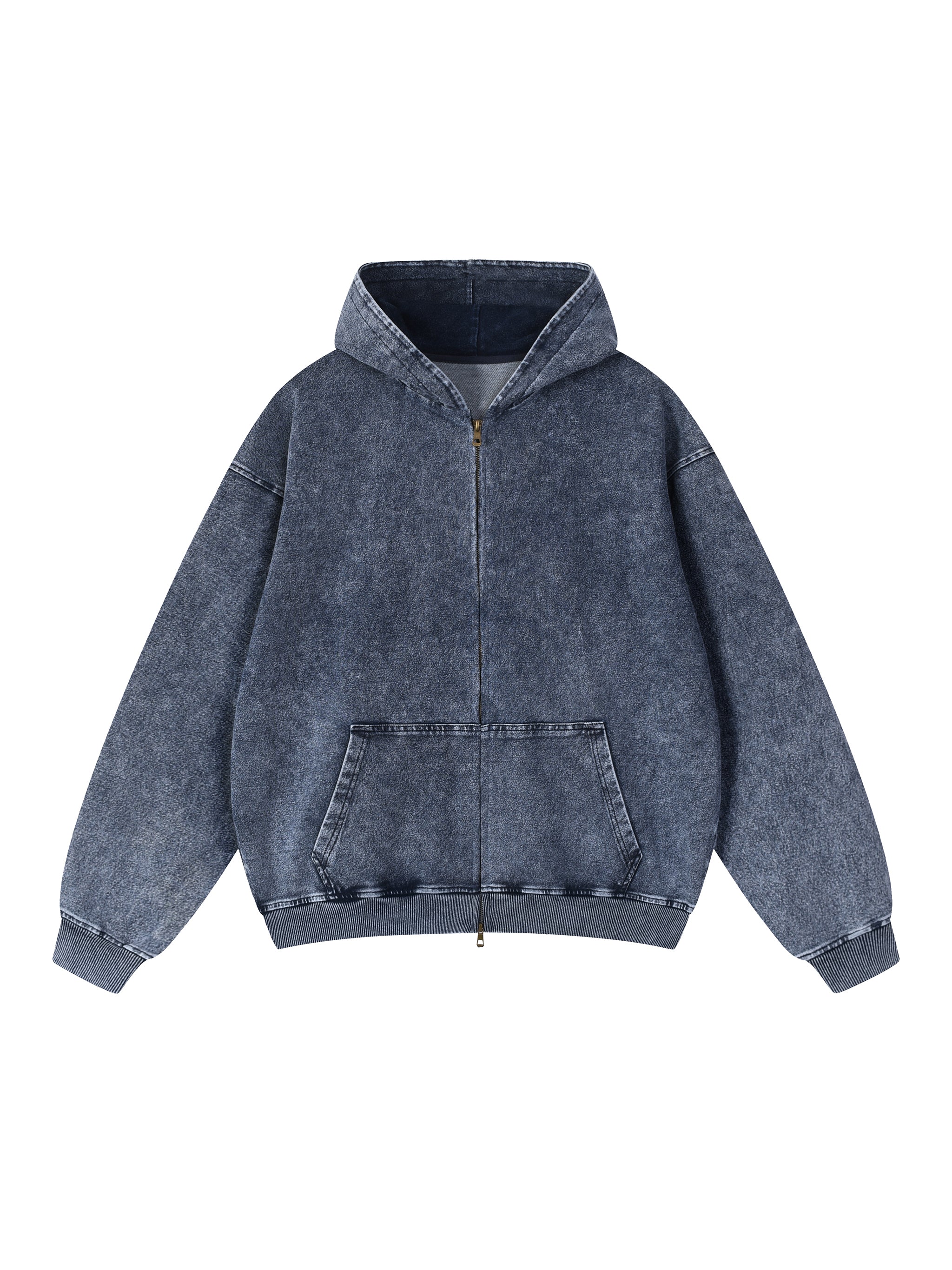Snow Wash Oversized Zip-Up Hoodie