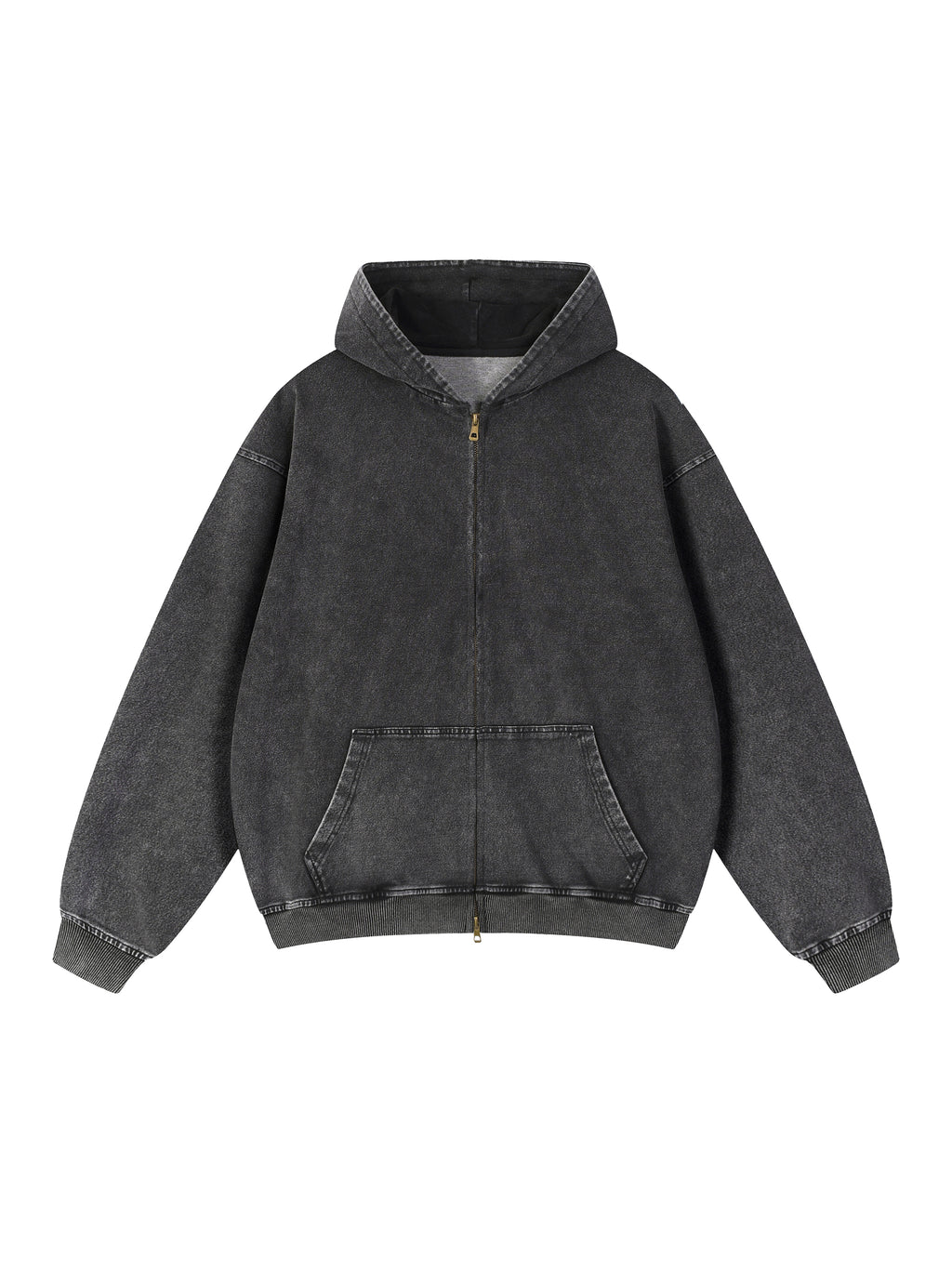 Snow Wash Oversized Zip-Up Hoodie