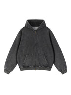 Snow Wash Oversized Zip-Up Hoodie