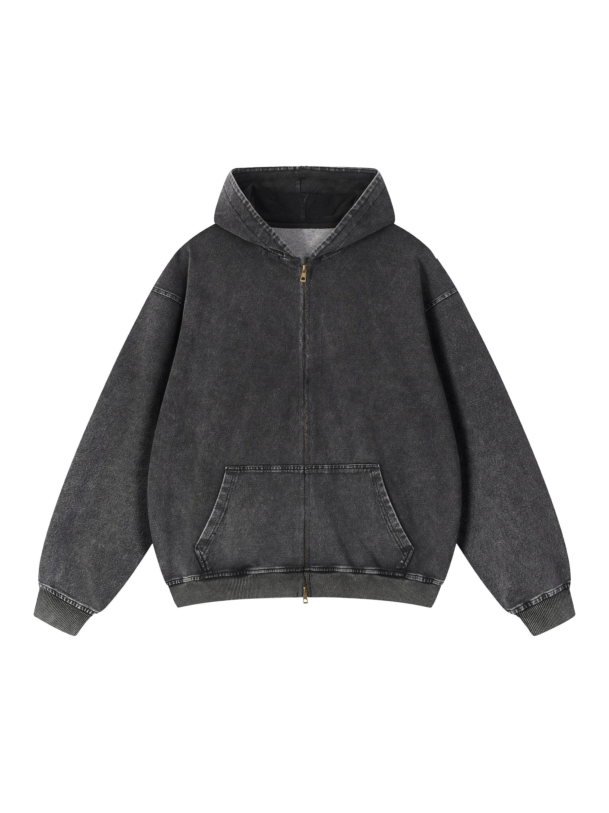 Snow Wash Oversized Zip-Up Hoodie
