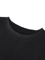 Snow Wash Raw Edge Cotton T-Shirt