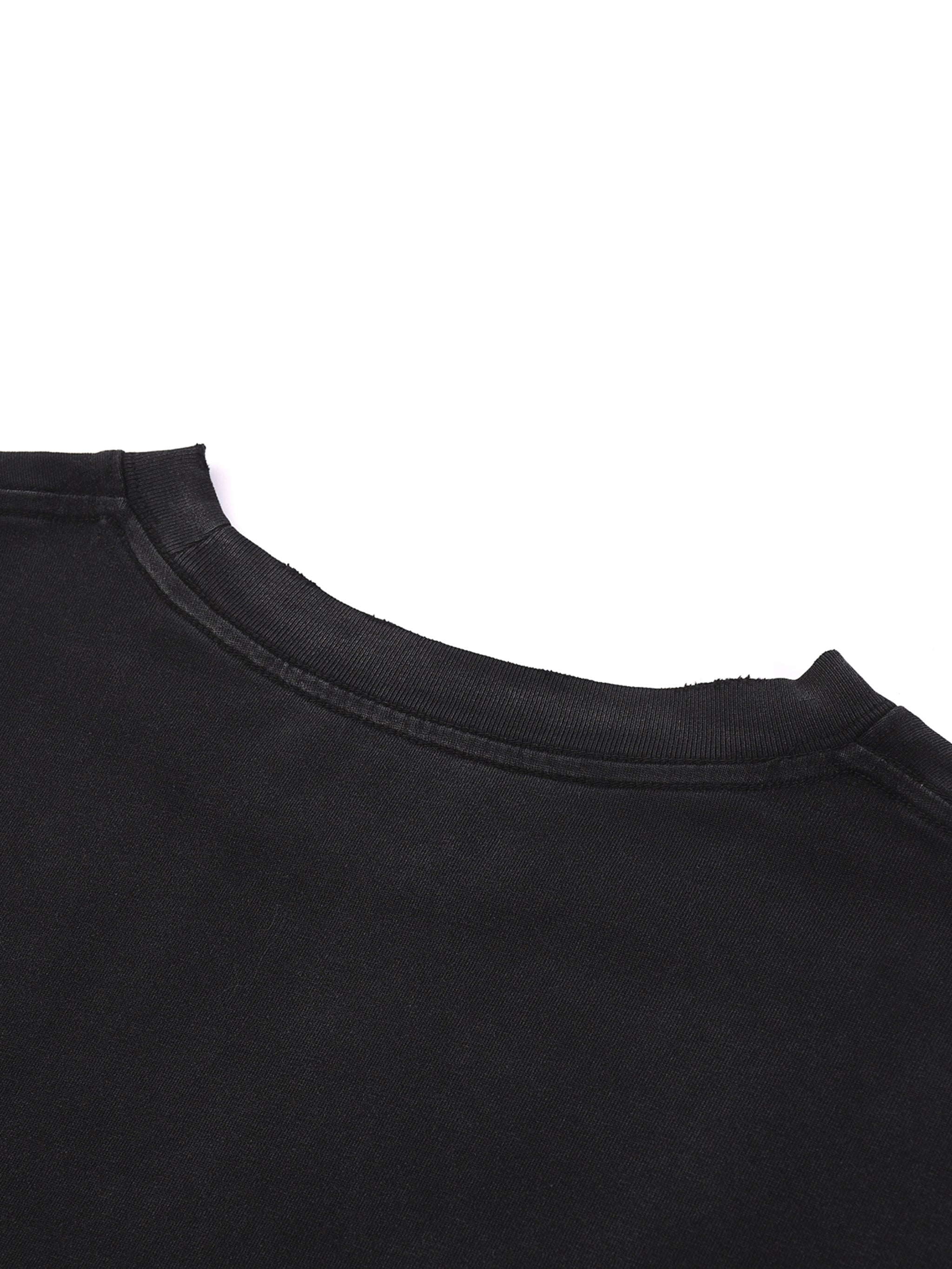 Snow Wash Raw Edge Cotton T-Shirt