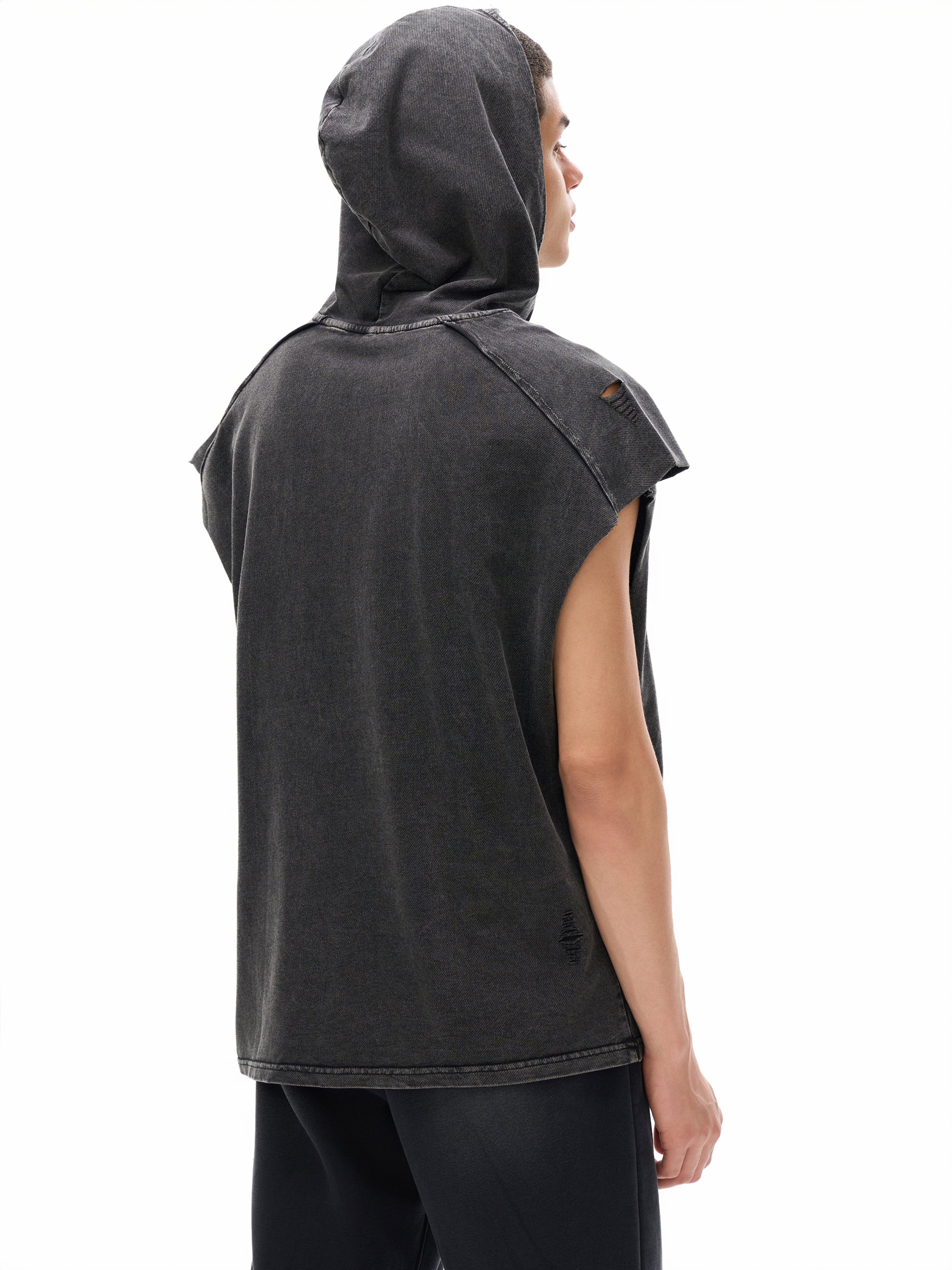 Snow Washed Boxy Hooded Tank Top