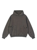Snow Washed Distressed Panel Pocket Hoodie