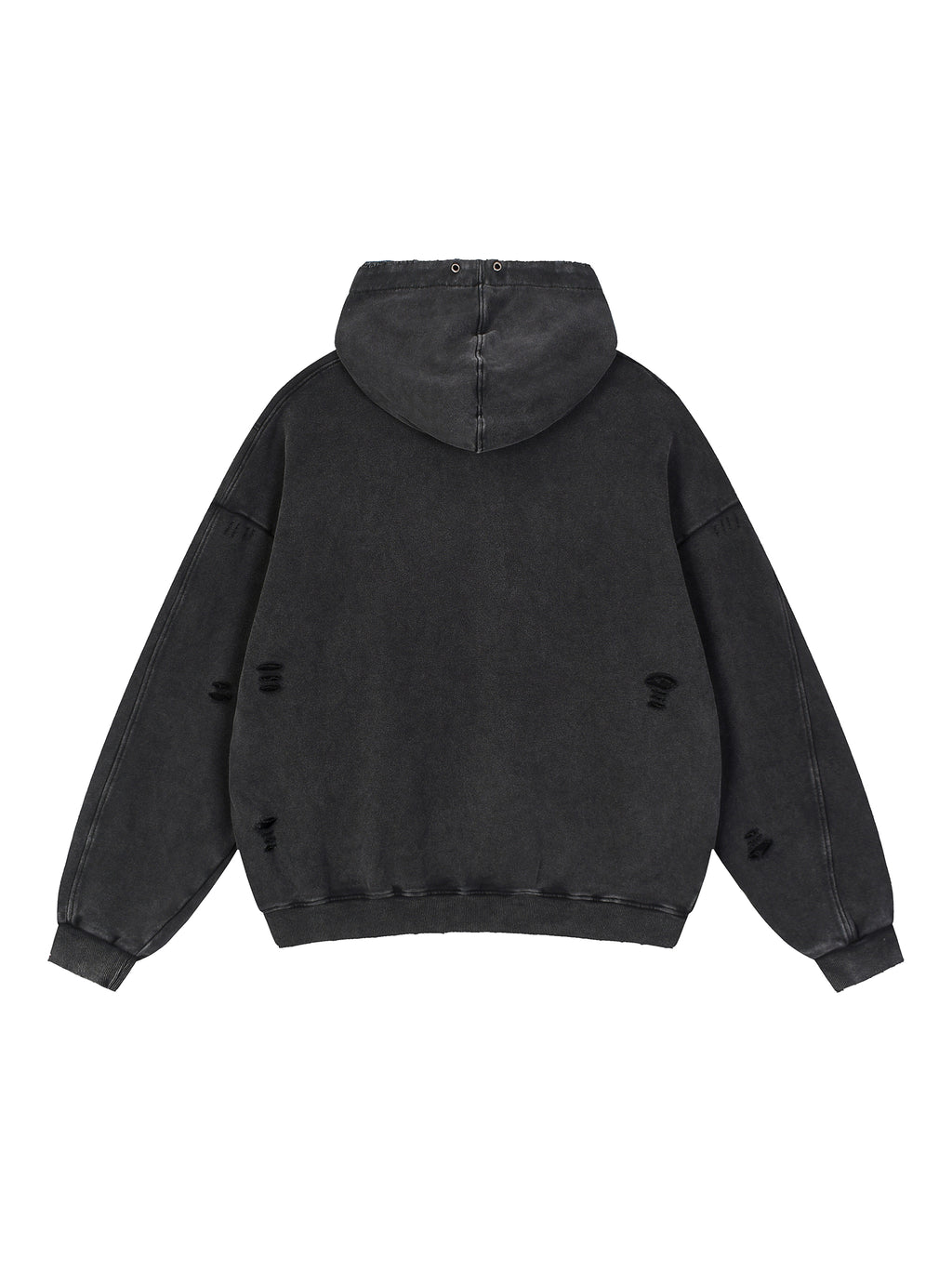 Snow Washed Distressed Panel Pocket Hoodie
