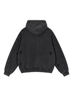 Snow Washed Distressed Panel Pocket Hoodie