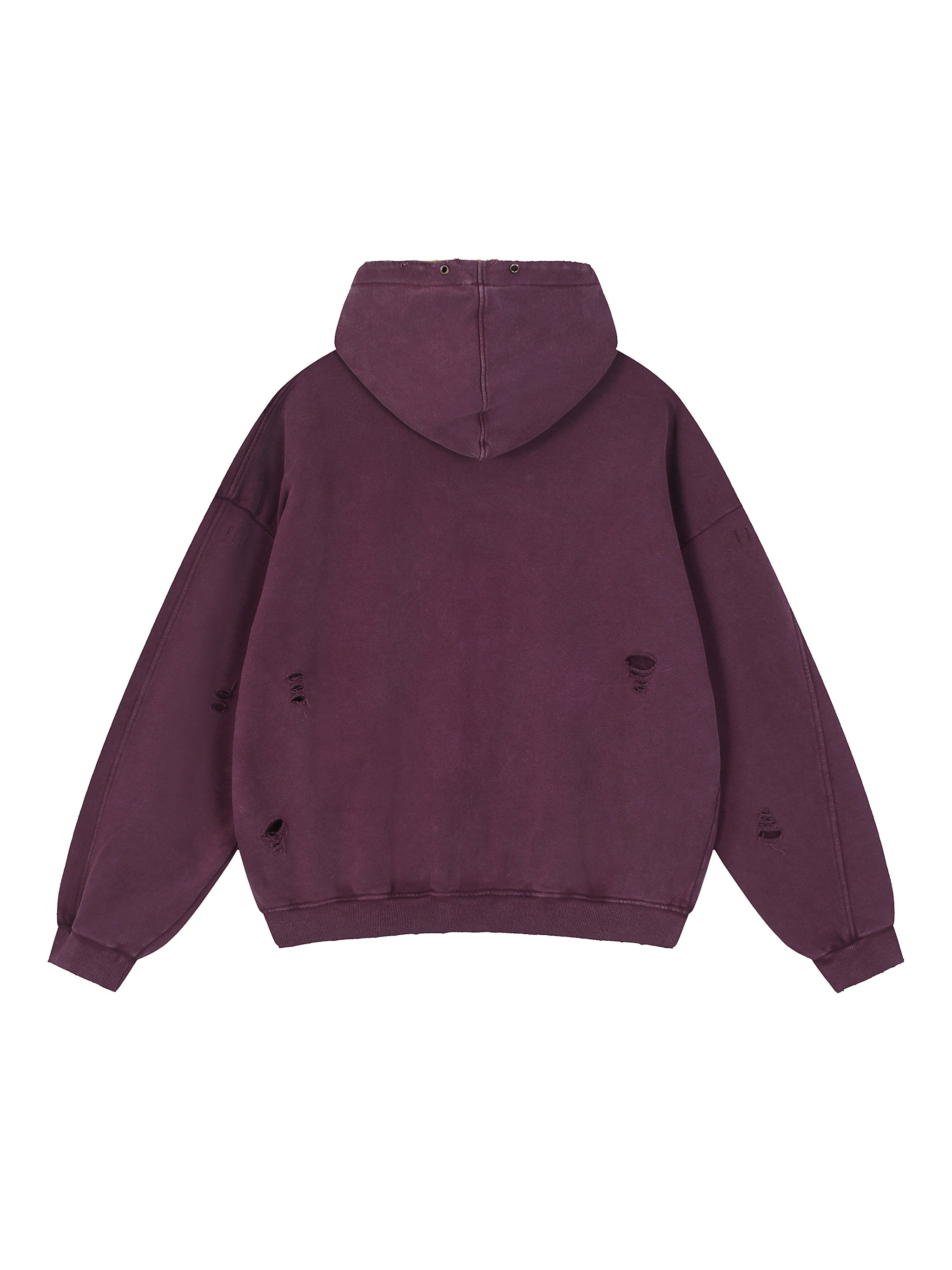 Snow Washed Distressed Panel Pocket Hoodie