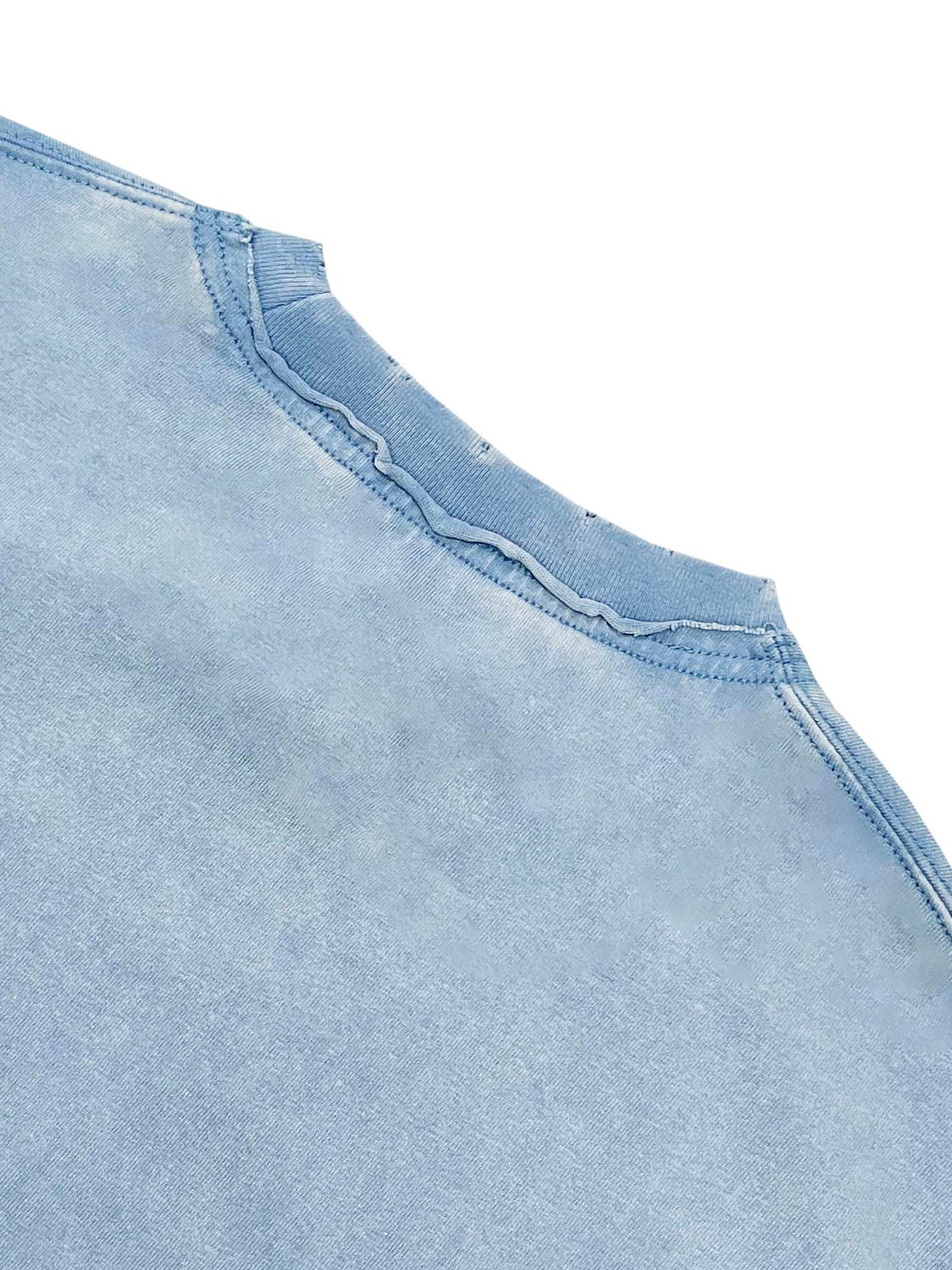 Snow Washed Raw-Edge Neckline T-Shirt