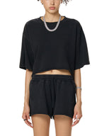Snow Washed Raw Edge Crop Top