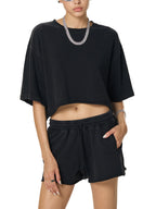 Snow Washed Raw Edge Crop Top