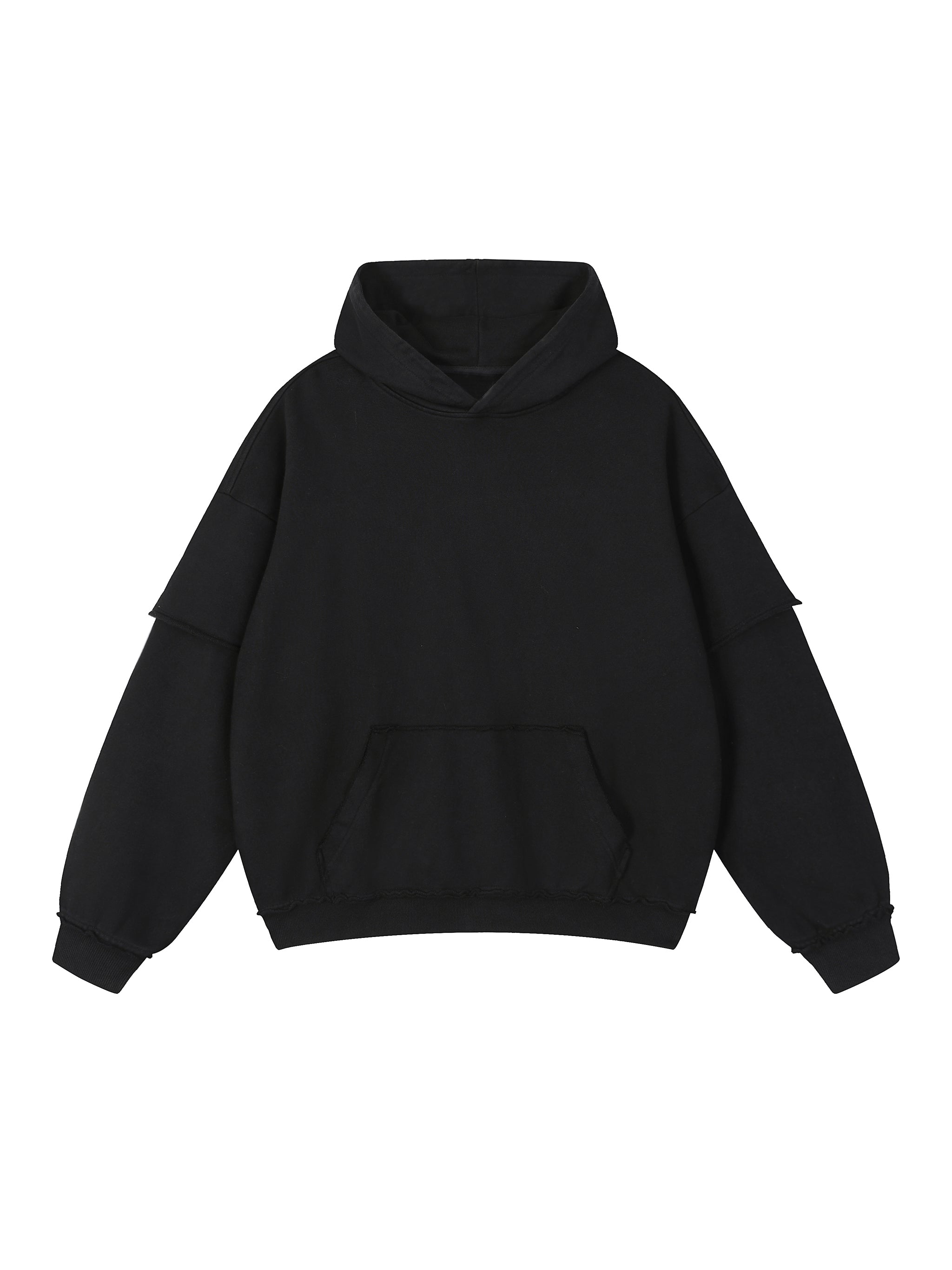 Snow Washed Raw Edge Double Layered Hoodie