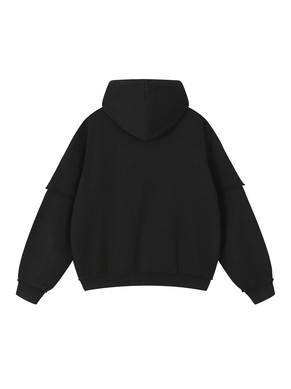 Snow Washed Raw Edge Double Layered Hoodie