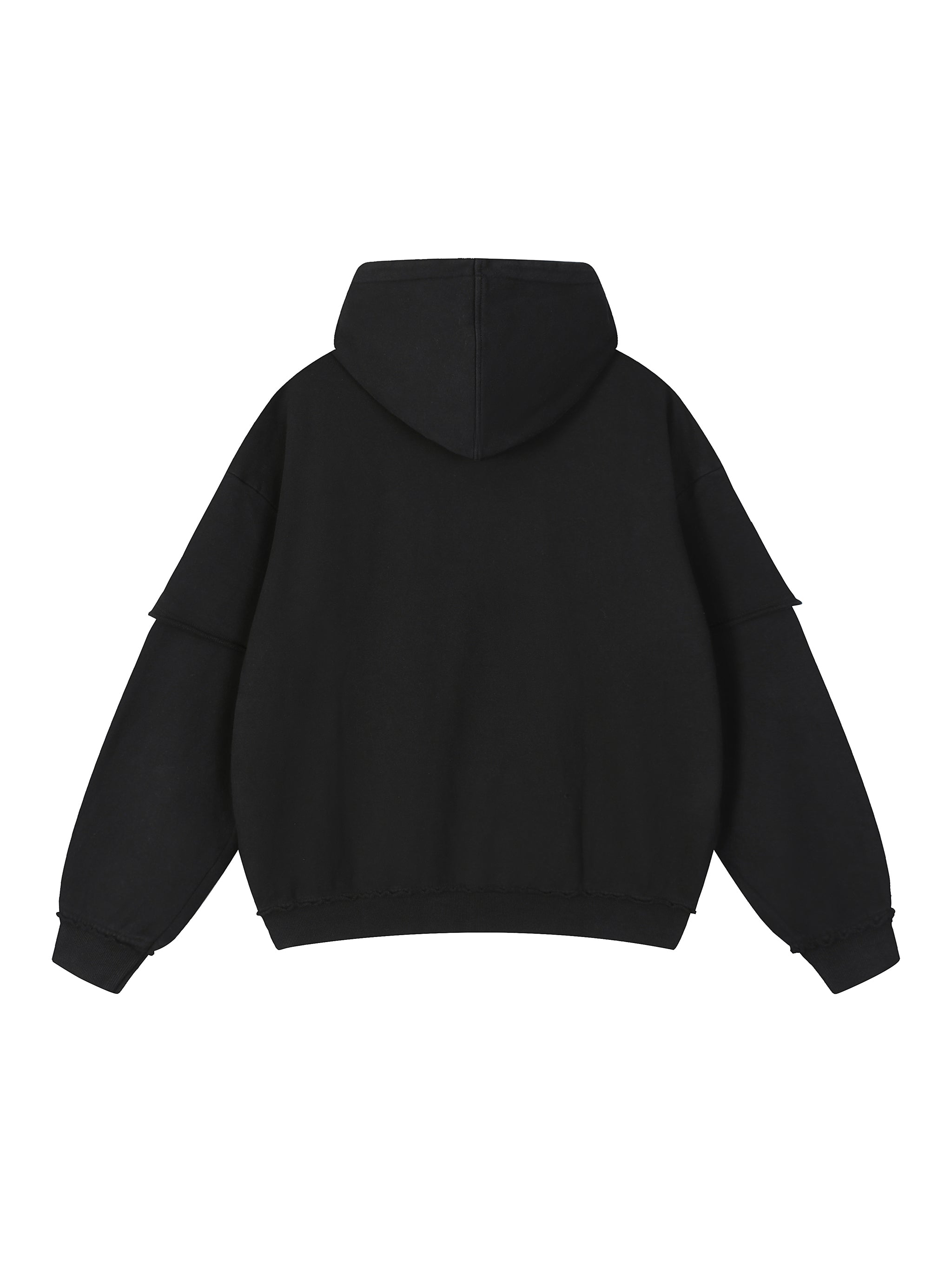 Snow Washed Raw Edge Double Layered Hoodie