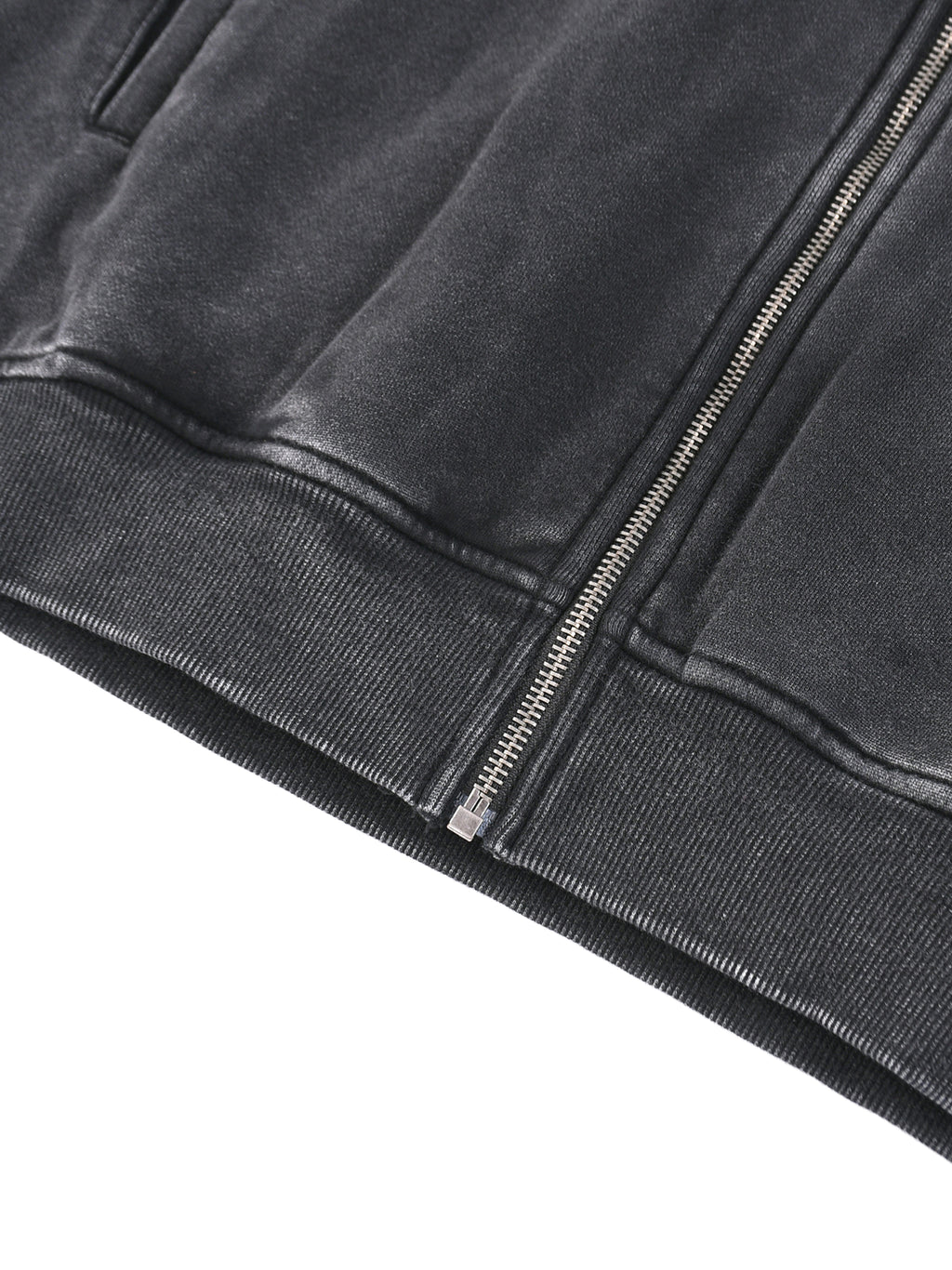 Snow Washed Tape Raw Edge Zip Hoodie - Men