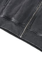 Snow Washed Tape Raw Edge Zip Hoodie - Women