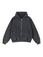 Snow Washed Tape Raw Edge Zip Hoodie - Women