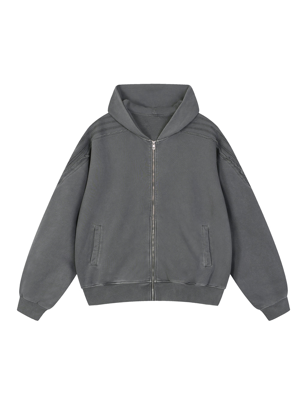 Snow Washed Tape Raw Edge Zip Hoodie - Women