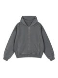 Snow Washed Tape Raw Edge Zip Hoodie - Women