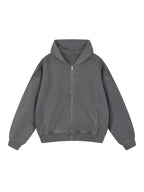 Snow Washed Tape Raw Edge Zip Hoodie - Women