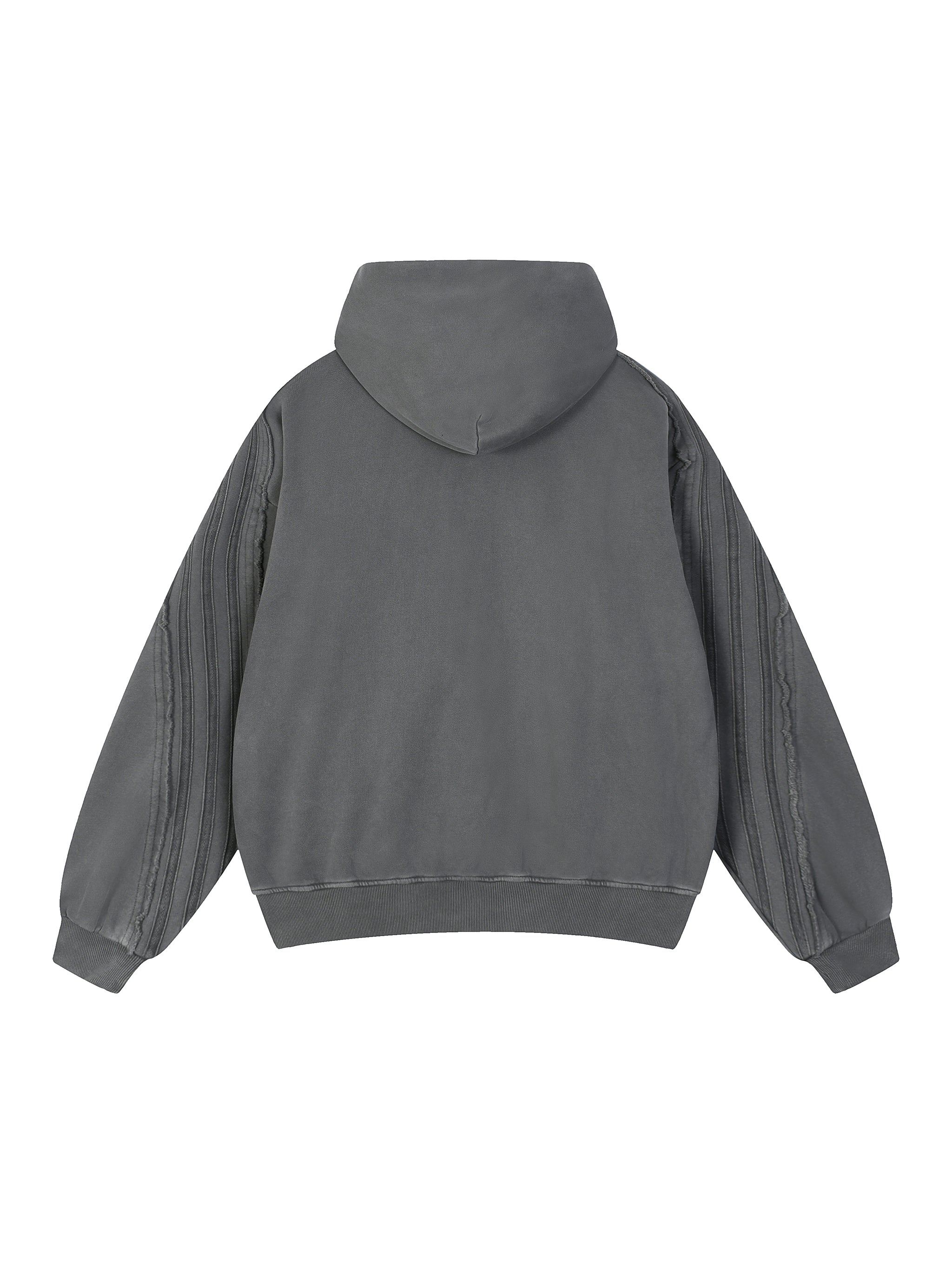 Snow Washed Tape Raw Edge Zip Hoodie - Men