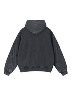 Snow Washed Tape Raw Edge Zip Hoodie - Men