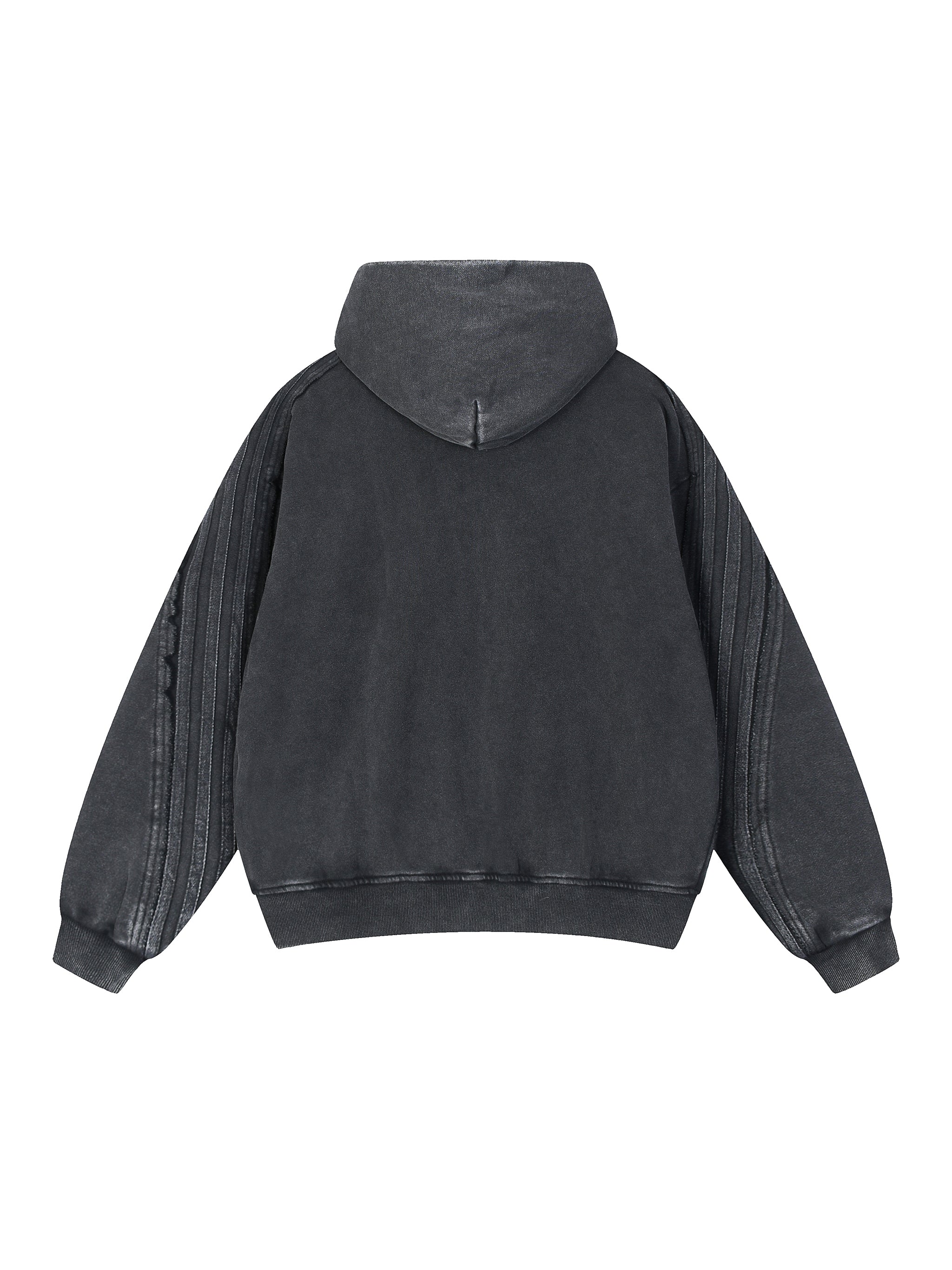 Snow Washed Tape Raw Edge Zip Hoodie - Men