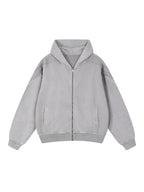 Snow Washed Tape Raw Edge Zip Hoodie - Men