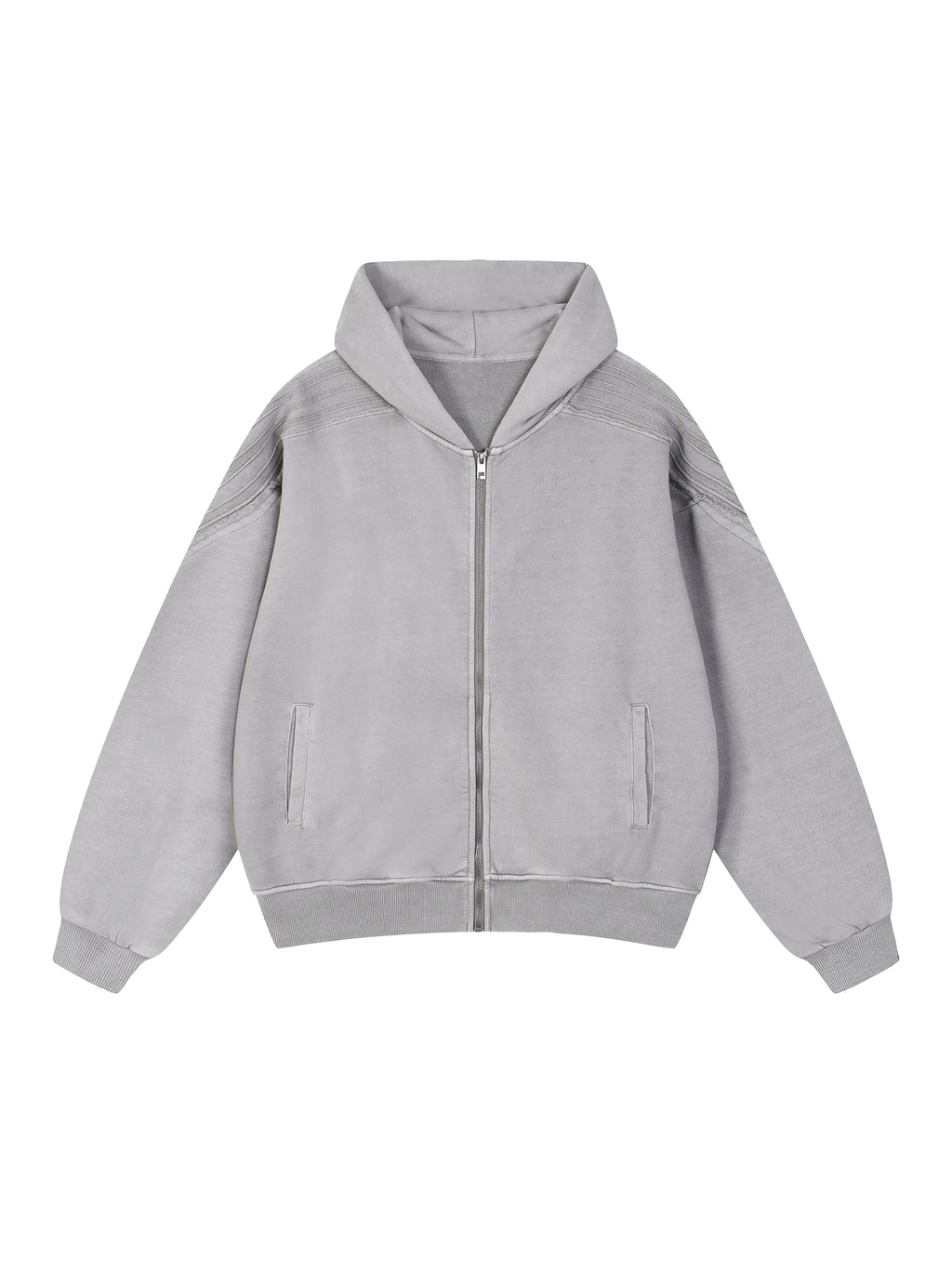 Snow Washed Tape Raw Edge Zip Hoodie - Women