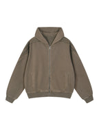 Snow Washed Tape Raw Edge Zip Hoodie - Men