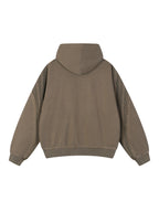 Snow Washed Tape Raw Edge Zip Hoodie - Women