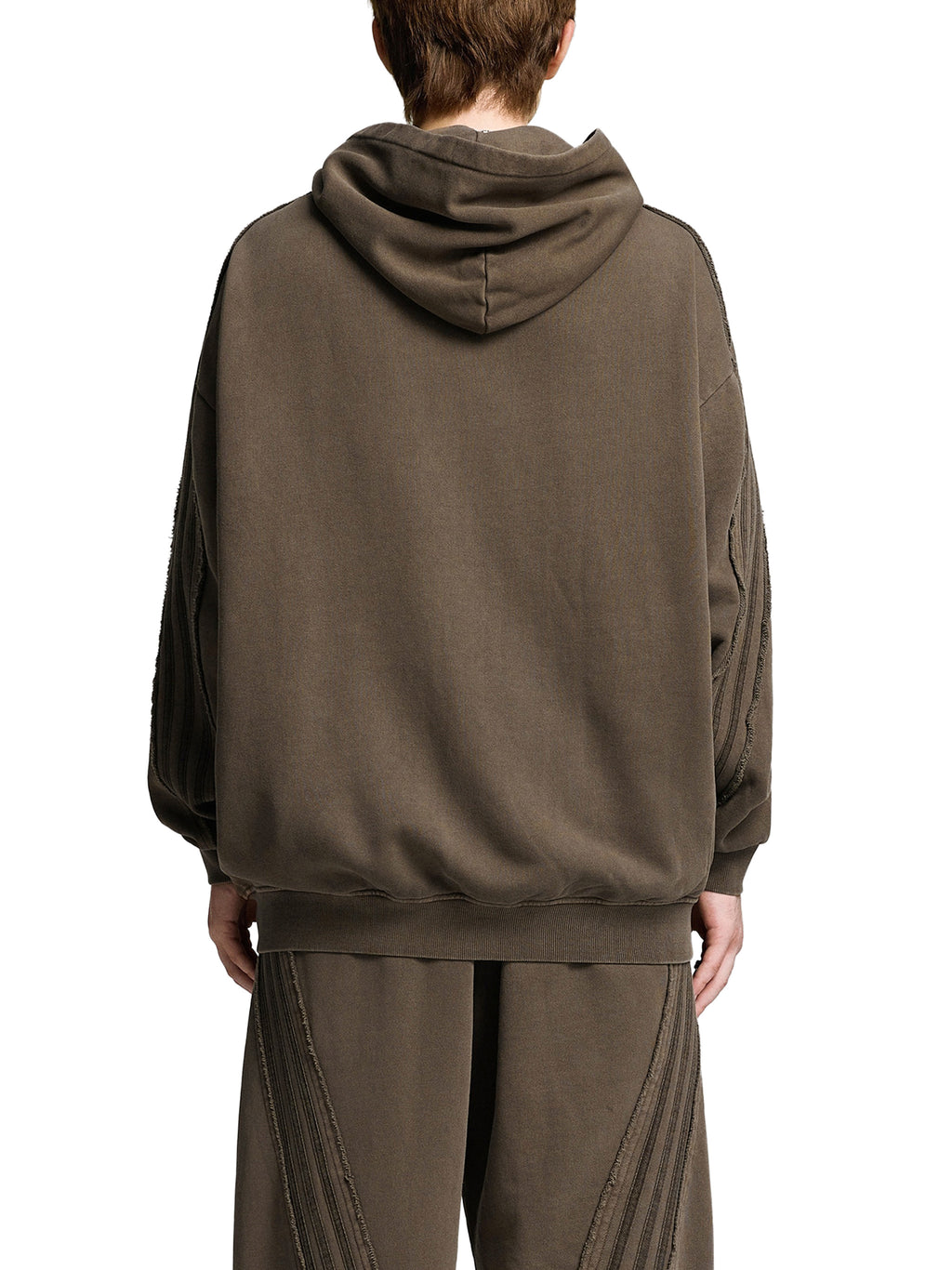Snow Washed Tape Raw Edge Zip Hoodie - Men