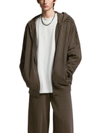 Snow Washed Tape Raw Edge Zip Hoodie - Men