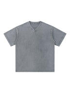 Snow Washed V-Neck Cotton T-Shirt