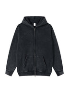 Snow Washed Zip-Through Fleece Hoodie