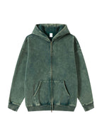 Snow Washed Zip-Through Fleece Hoodie