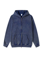 Snow Washed Zip-Through Fleece Hoodie