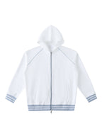 Striped Trim Zip-Up Hoodie