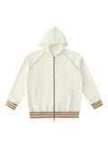 Striped Trim Zip-Up Hoodie