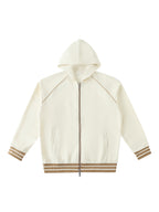 Striped Trim Zip-Up Hoodie