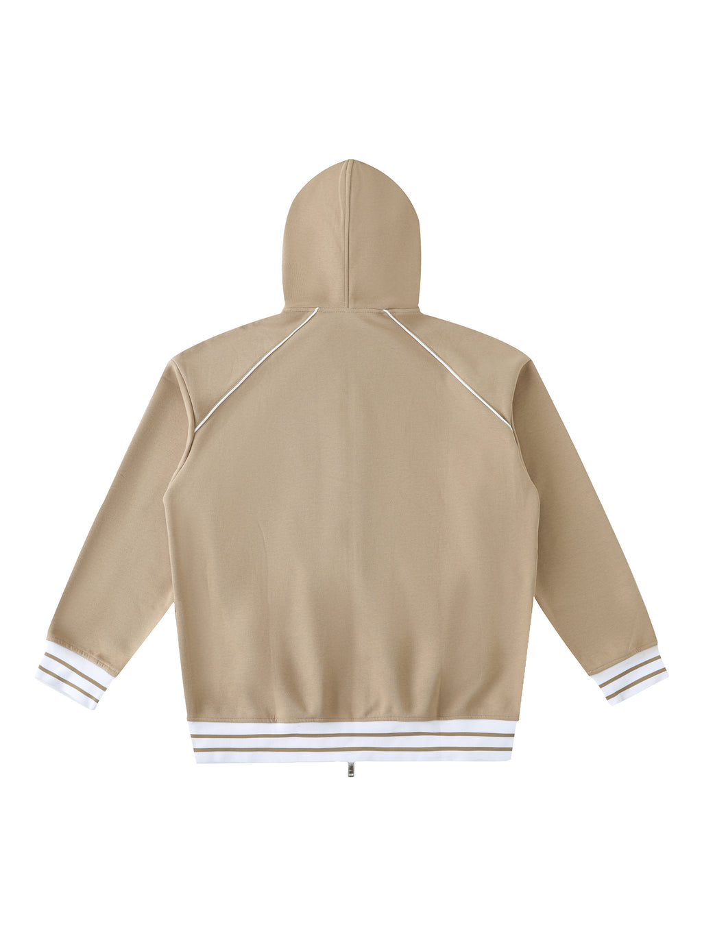 Striped Trim Zip-Up Hoodie