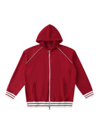 Striped Trim Zip-Up Hoodie